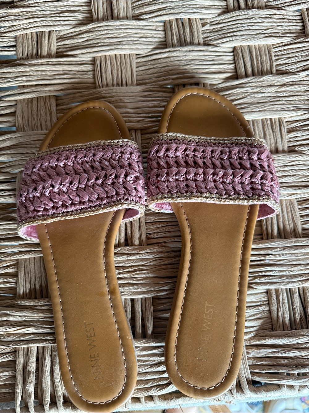 Nine West Pink Braided Slide Sandals